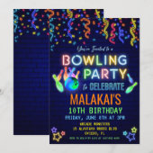 Bowling Birthday Party Invitation Kaart (Voorkant / Achterkant)