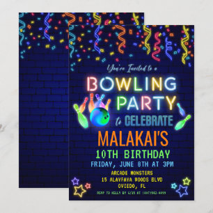 Bowling Birthday Party Invitation Kaart