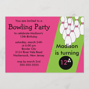 Bowling Birthday Party Invitation Kaart
