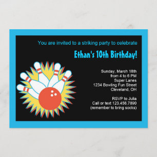 Bowling Birthday Party Invitation Kaart