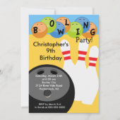 Bowling Birthday Party Invitation Retro Kaart (Voorkant)
