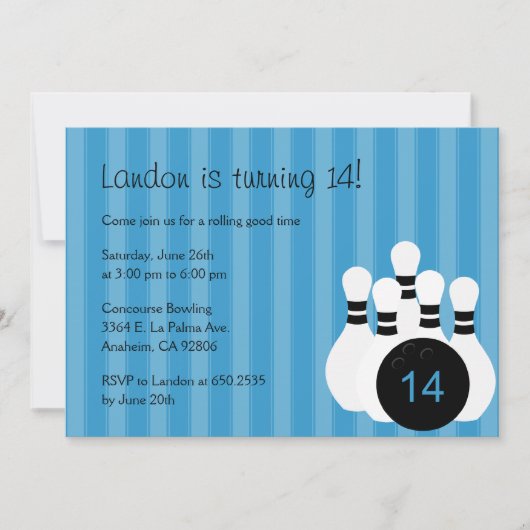 Bowling Birthday Party Invitation - Roze Kaart (Voorkant)