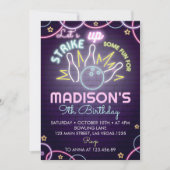 Bowling Birthday Party Invitation Strike Up Kaart (Voorkant)