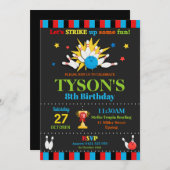 Bowling Birthday Party Invitations Boys Kaart (Voorkant / Achterkant)