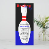 Bowling Birthday Party Invite - Red White en Blue Kaart (Staand voorkant)