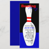 Bowling Birthday Party Invite - Red White en Blue Kaart (Voorkant / Achterkant)