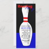 Bowling Birthday Party Invite - Red White en Blue Kaart (Voorkant)