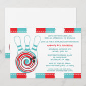 Bowling Birthday Party Invites / boy of meisje Kaart (Voorkant / Achterkant)