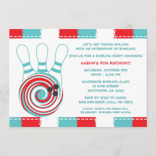 Bowling Birthday Party Invites / boy of meisje Kaart
