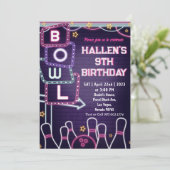 Bowling Birthday Party Kaart (Staand voorkant)