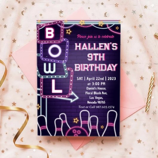 Bowling Birthday Party Kaart