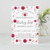 Bowling Birthday Party Kaart (Staand voorkant)