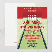  Bowling Birthday Party Kaart (Voorkant / Achterkant)