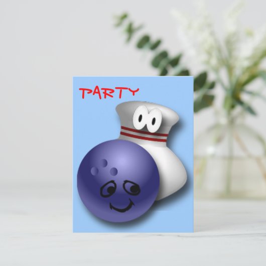 Bowling Birthday Party Kaart (Staand voorkant)