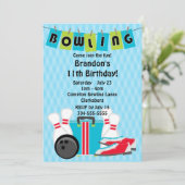 Bowling Birthday Party Kaart (Staand voorkant)