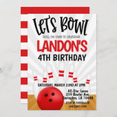 Bowling Birthday Party Kaart (Voorkant / Achterkant)