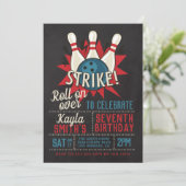 Bowling Birthday Party Kaart (Staand voorkant)