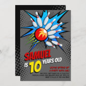 Bowling Birthday Party Kaart (Voorkant / Achterkant)