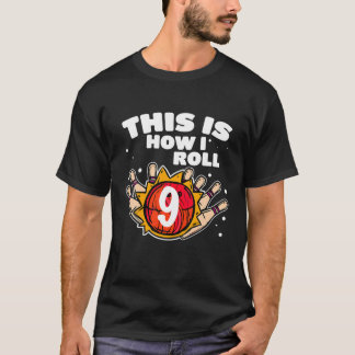 Bowling Birthday Party Kinder 9 jaar Oude verjaard T-shirt