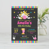 Bowling Birthday Party nodigt meisjes uit Kaart (Staand voorkant)