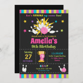 Bowling Birthday Party nodigt meisjes uit Kaart (Voorkant / Achterkant)