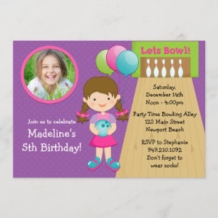 Bowling Birthday Party nodigt uit met foto Kaart