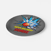 Bowling Birthday Party Papieren Bordje (Gekanteld)