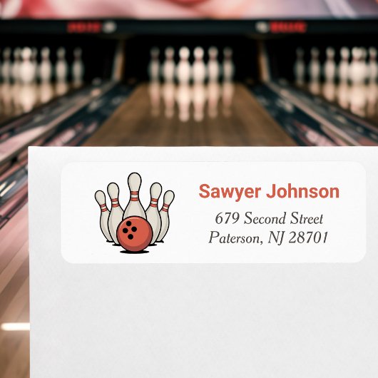 Bowling Birthday Party Return Address Etiket
