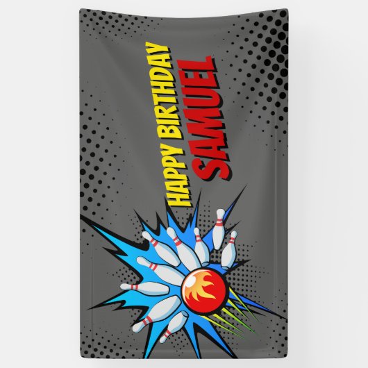 Bowling Birthday Party Spandoek (Verticaal)