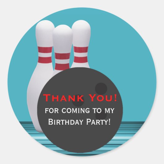 Bowling Birthday Party Sticker (Voorkant)