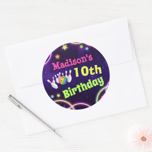 Bowling Birthday Party Sticker (Envelop)