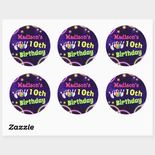 Bowling Birthday Party Sticker (Vel)
