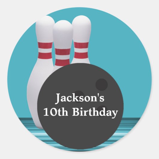 Bowling Birthday Party Sticker (Voorkant)