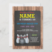 Bowling Birthday Party Tenpin Boys Girls Invite Kaart (Voorkant)