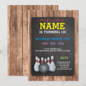 Bowling Birthday Party Tenpin Boys Girls Invite Kaart (Voorkant / Achterkant)