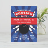 Bowling Birthday Party Tenpin Lucky Strike Invite Kaart (Staand voorkant)
