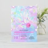 Bowling Birthday Party Tie Dye Glow Bowling Kaart (Staand voorkant)