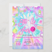 Bowling Birthday Party Tie Dye Glow Bowling Kaart (Voorkant)