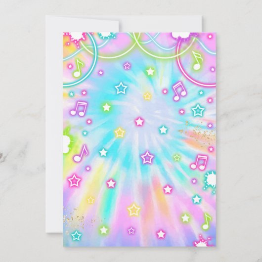 Bowling Birthday Party Tie Dye Glow Bowling Kaart (Achterkant)