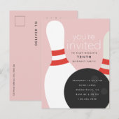 Bowling Birthday Party Uitnodiging Briefkaart (Voorkant / Achterkant)