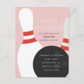 Bowling Birthday Party Uitnodiging Briefkaart (Voorkant)