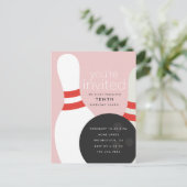 Bowling Birthday Party Uitnodiging Briefkaart (Staand voorkant)