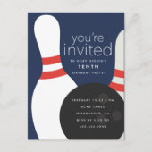 Bowling Birthday Party Uitnodiging Briefkaart (Voorkant)
