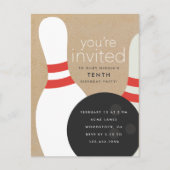 Bowling Birthday Party Uitnodiging Briefkaart (Voorkant)