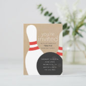 Bowling Birthday Party Uitnodiging Briefkaart (Staand voorkant)