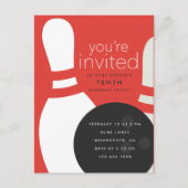 Bowling Birthday Party Uitnodiging Briefkaart (Voorkant)