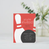 Bowling Birthday Party Uitnodiging Briefkaart (Staand voorkant)