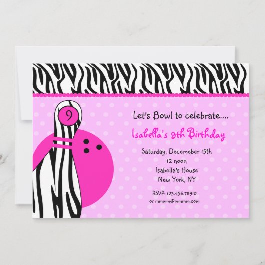 Bowling Birthday Party - Uitnodigingen (Voorkant)