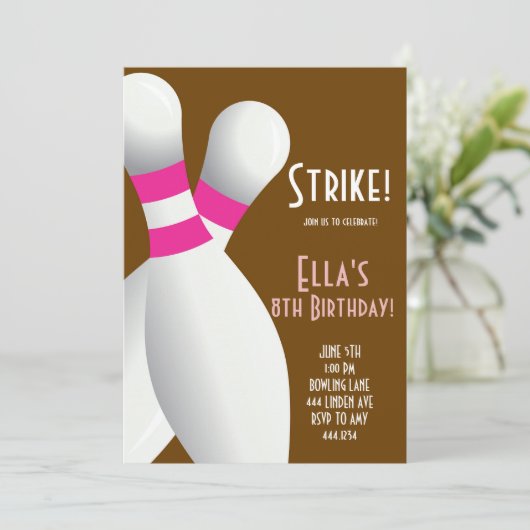 Bowling Birthday Party - Uitnodigingen (Staand voorkant)