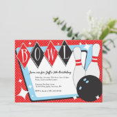 Bowling Birthday Party - Uitnodigingen (Staand voorkant)